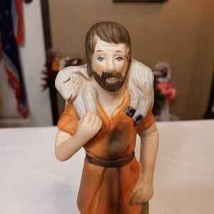 Vintage Frankel Hand Painted Porcelain Nativity Shepherd Figurine 6" Christmas